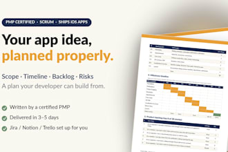 write your app project plan and technical scope as a certified pmp