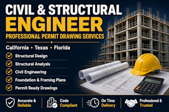 create civil structural engineering drawing for california texas florida permit