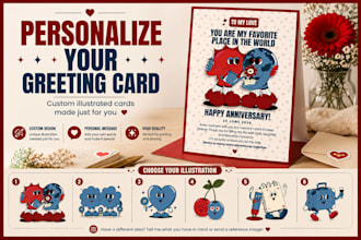 design a personalized retro cartoon greeting card