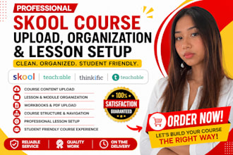 skool course upload organization and lesson setup