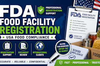 assist with fda registration and US food product compliance documentation