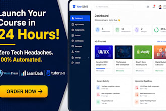 create wordpress lms onliine course webseite using learndash or tutor lms