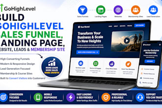 build gohighlevel  landing page, website, membership site sales funnel pages