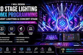 3d stage lighting, program dmx shows, and create professional event and concert