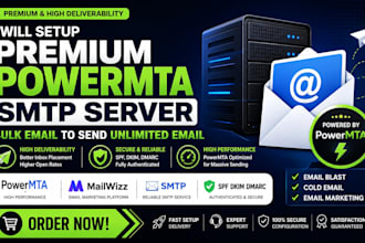 setup premium powermta smtp server bulk email to send unlimited email cold email