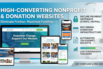 design a charity website, nonprofit website, ngo website and donation website