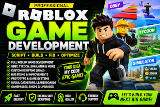 script full roblox game develop roblox obby game fix bugs build roblox tycoon