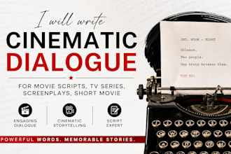 ghostwrite cinematic screenplays, movie scripts, short film scripts and dialogue