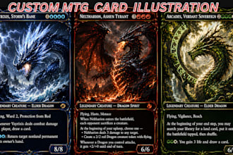 create custom mtg card game tcg pokemon card template fantasy card art or tokens
