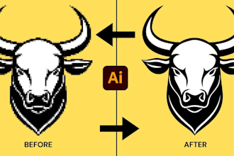 do manual vector tracing for logo png to vector, raster to vector on illustrator