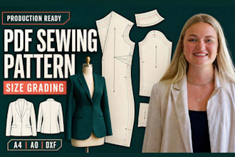 create custom digital PDF sewing patterns with size grading