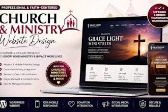design a professional church website, charity or nonprofit website