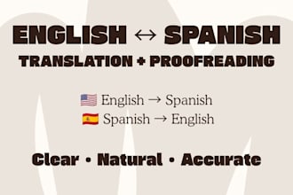 translate english to spanish and proofread