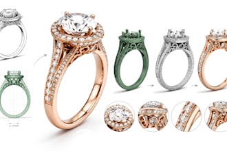 design custom rings with jewelry cad, 3d jewelry design, modeling and rendering