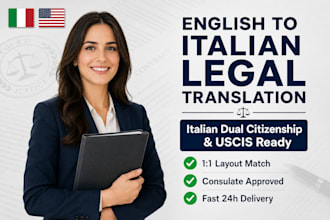 do certified english to italian translation for legal documents and certificates