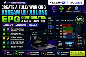 create a fully working xtream ui, xui one, epg configuration, api integration