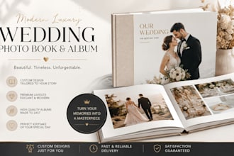 design a modern luxury wedding photo book and album