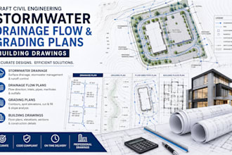draft civil engineering stormwater drainage flow grading plans and building draw