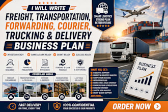 write forwarding freight transportation trucking delivery courier plan