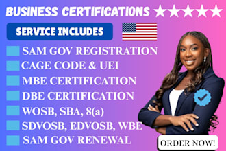 do sam gov registration, cage code, sba 8a, wosb, sdvosb, dbe, mbe certification