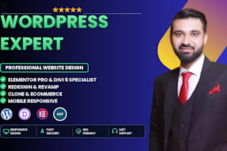 develop wordpress website with elementor pro, divi and acf