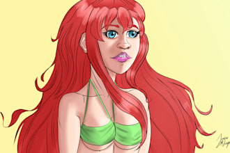 create a draw digital illustration in style anime, comic