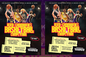 design a professional basketball flyer, game poster and sports graphic