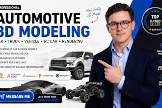 do automotive 3d car modeling, truck design, rc car model and rendering