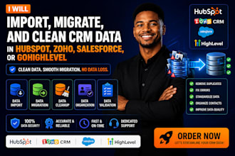 import, migrate, and clean CRM data in hubspot, zoho, salesforce, or gohighlevel