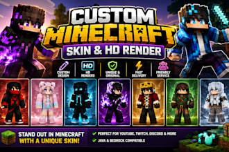 create a custom minecraft skin and HD minecraft skin render