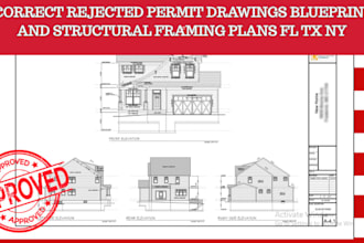 correct rejected permit drawings blueprints structural framing plans fl tx ny