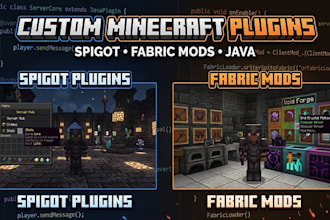 create custom minecraft plugin, spigot plugins and fabric mods