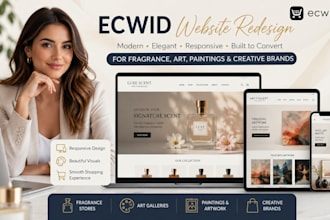 customize fragrance art galleries paintings print artwork ecwid website redesign