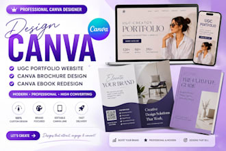 design canva ugc portfolio website canva brochure design canva ebook redesign