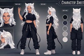 draw custom character reference sheet character sheet, character design