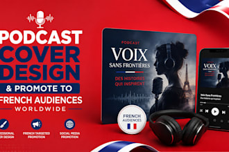 do podcast cover design and promote your podcast to french audience world wide