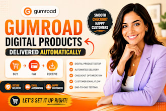setup gumroad digital product delivery, checkout and customer email automation