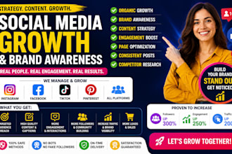 grow your social media with marketing, organic growth and brand awareness