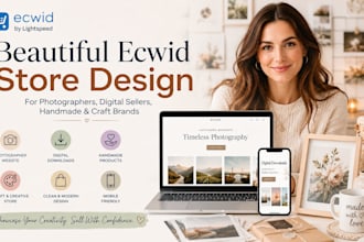 build photographer digital downloads craft handmade product ecwid website design