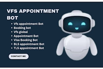 build booking appointment bot,vfs bot,vfs slot watchers bot,vfs appointment bot