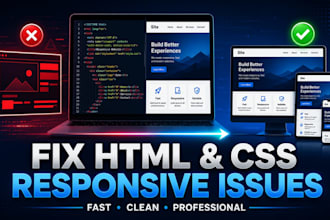fix HTML CSS and responsive website issues