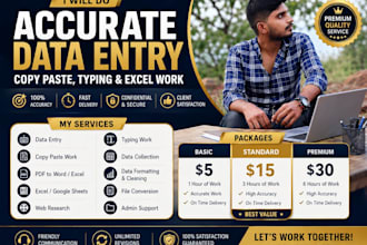 do accurate data entry, copy paste, typing and excel work
