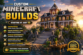 build minecraft castle, villages, base, hubs, spawns, house