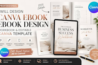 design canva ebook, ebook design, workbook and editable canva template