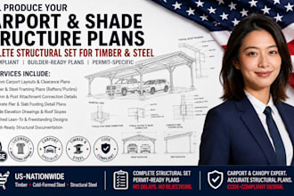 design carport and shade structure structural drawings in timber or steel