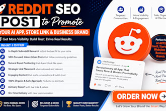 do reddit seo post to promote your ai app store link nd business brand marketing