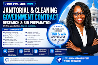 research janitorial rfps and write government cleaning bid proposals