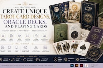 create unique tarot card designs, oracle decks, and playing cards