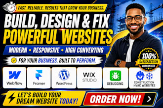 design weblow to framer website wordpress wix studio debugging construction hvac
