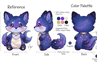 design custom plush reference sheet tech pack stuffed animal ych concept